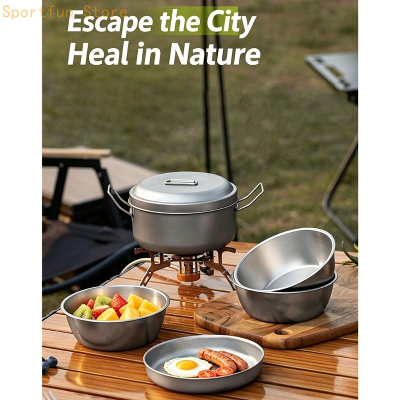 Camping Cooking Dining Set - Kampmaaltijd kookgereigroep met potdeksel en dienblad,