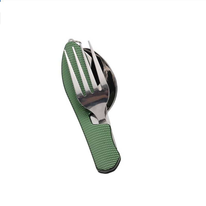 Camping Cooking Set Stainless Steel - Opvouwbare bestekset van roestvrij staal, geïntegreerde