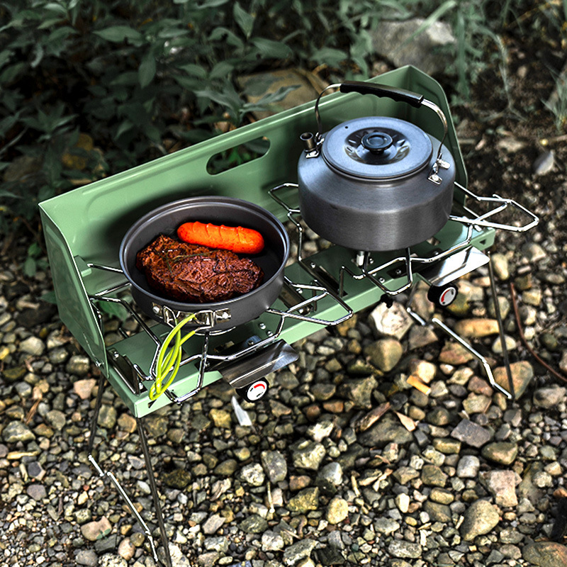 Camping Double Cooking Stove - Draagbare gasfornuis buiten gasfornuis split-type kooktoestel