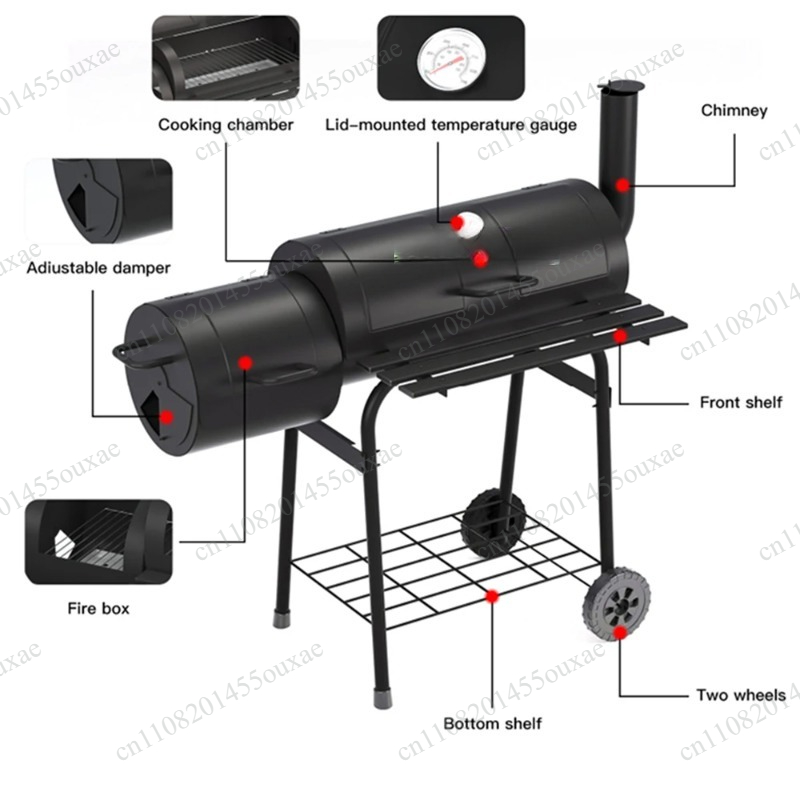 Camping Double Cooking Stove - Dubbelzijdige grote houtskool barbecue grill, verdikte
