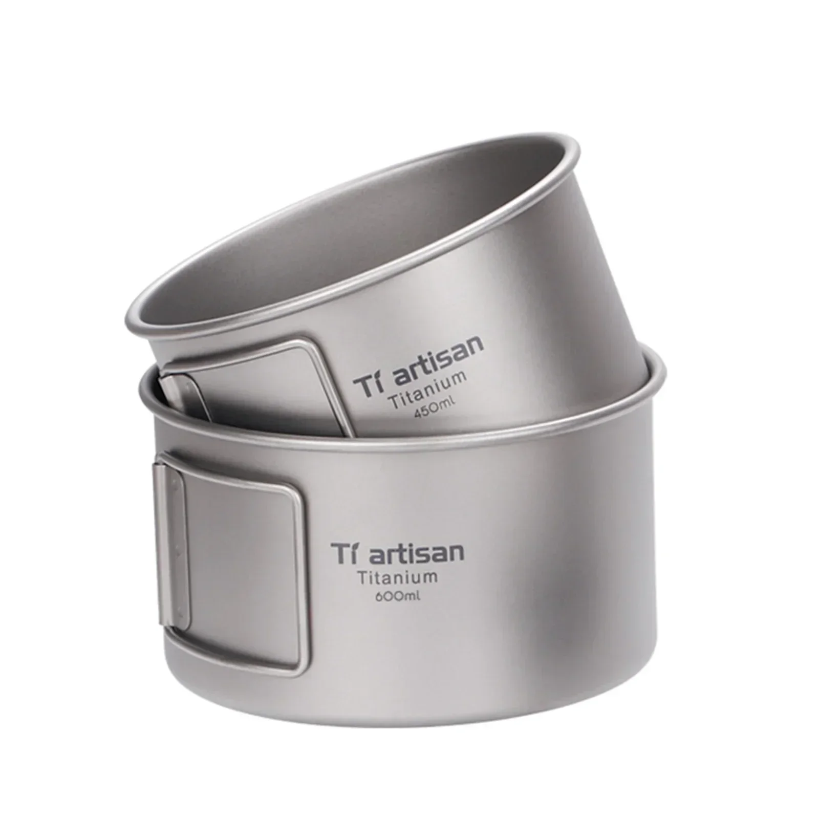 Camping Cooking Set Stainless Steel - Titanium kom met inklapbaar handvat Campingkom