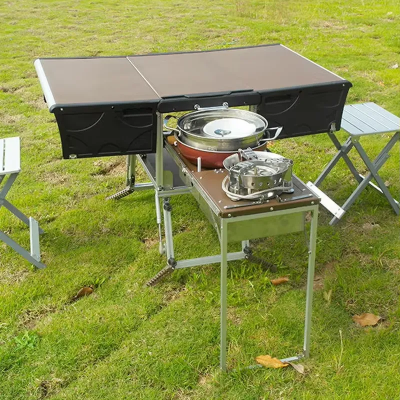 Camping Cooking Dining Set - Draagbare opvouwbare buitenkeuken, mobiele keuken, opvouwbare