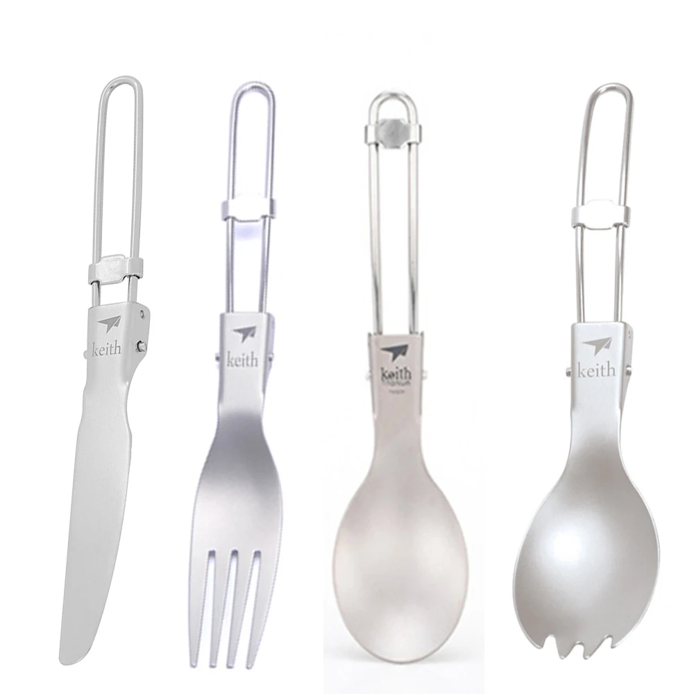 Camping Cooking Cutlery Set - Keith Outdoor Titanium Opvouwbare Lepel Spork