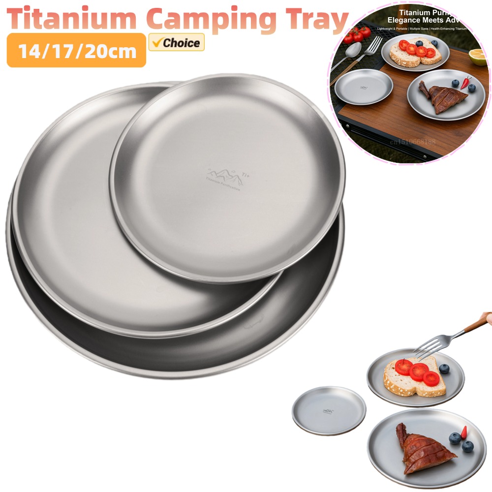 Camping Cooking Set Stainless Steel - 14/17/20cm Titanium Campingplaat 1/3 Stuks Camping