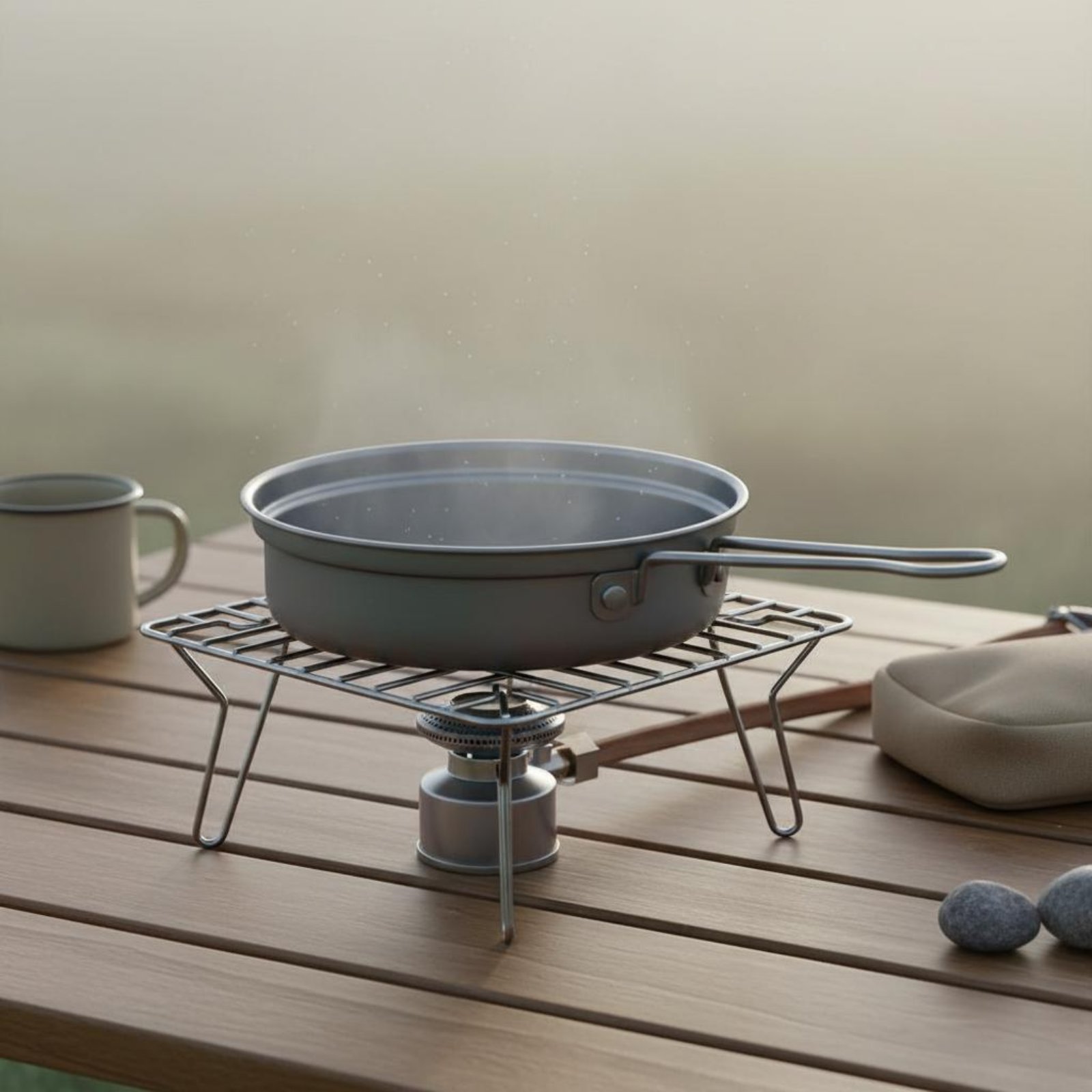 Camping Cooking Dining Set - 2-delige metalen campingkookset, backpacking-kookgereiset met hoge