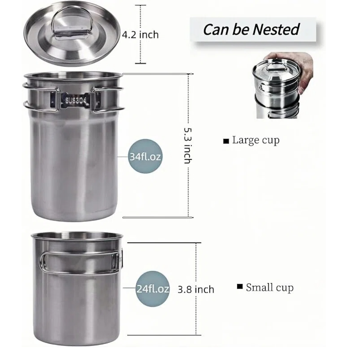Opvouwbare campingbekers, camp - Camping Cooking Set Stainless Steel recensie en prijs