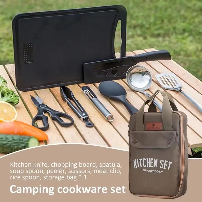 8-delige campingkeukenset met  - Camping Cooking Set Stainless Steel recensie en prijs