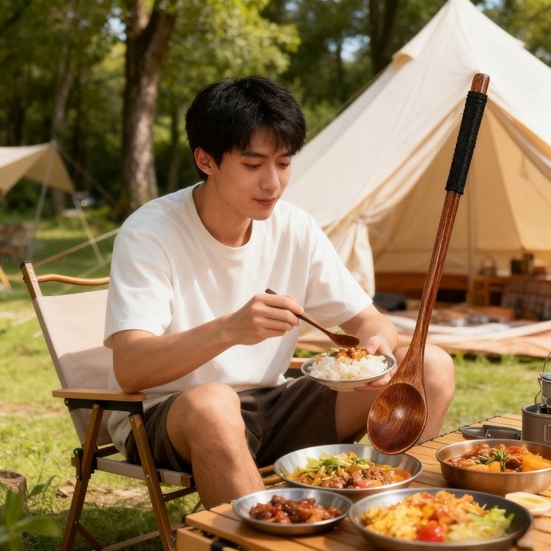 Houten Eetset Lepel Eetstokjes - Camping Cooking Dining Set recensie en prijs