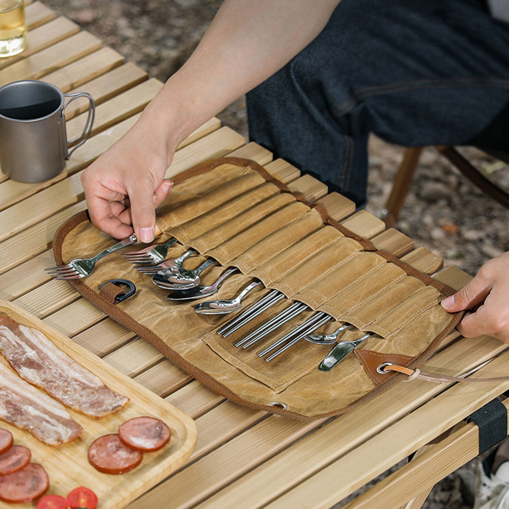 Hoge kwaliteit canvas opbergta - Camping Cooking Utensil Roll recensie en prijs