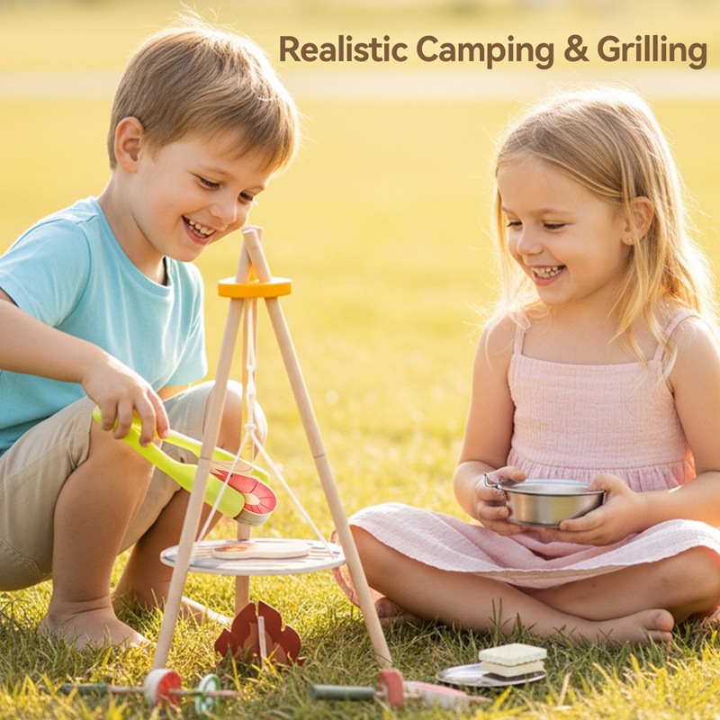 Houten Kinder Camping Barbecue - Camping Cooking Kids recensie en prijs