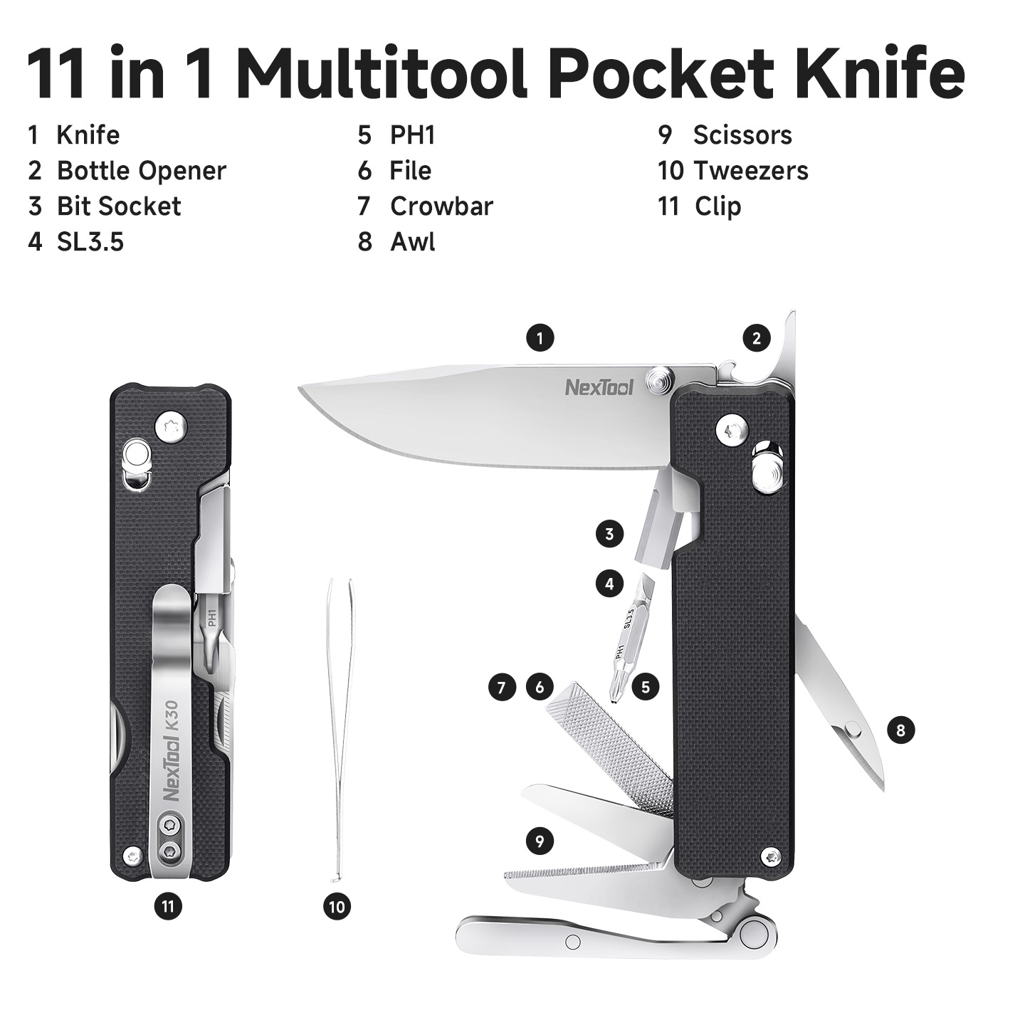 Nextool Knight K30 11-in-1 Mul - Camping Cooking Knife Set recensie en prijs