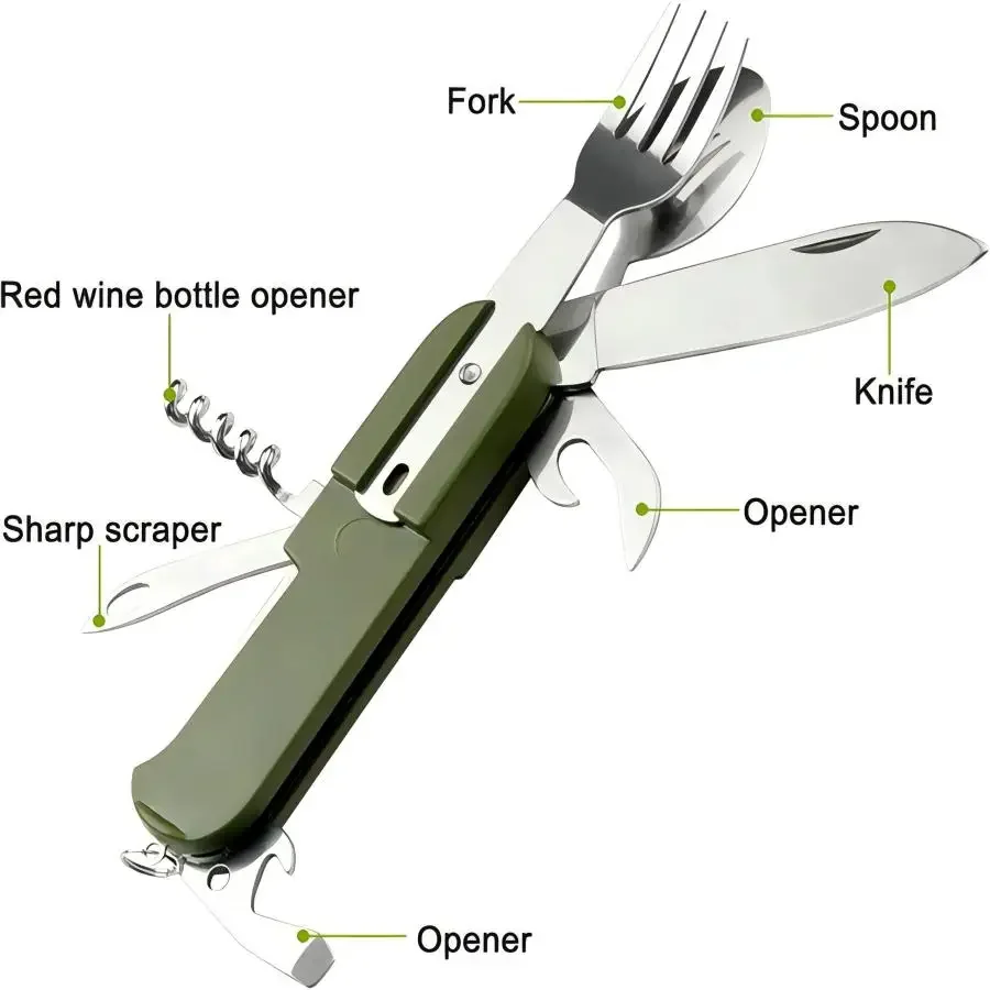 Campinguitrusting 5-in-1 reiss - Camping Cooking Set Stainless Steel recensie en prijs