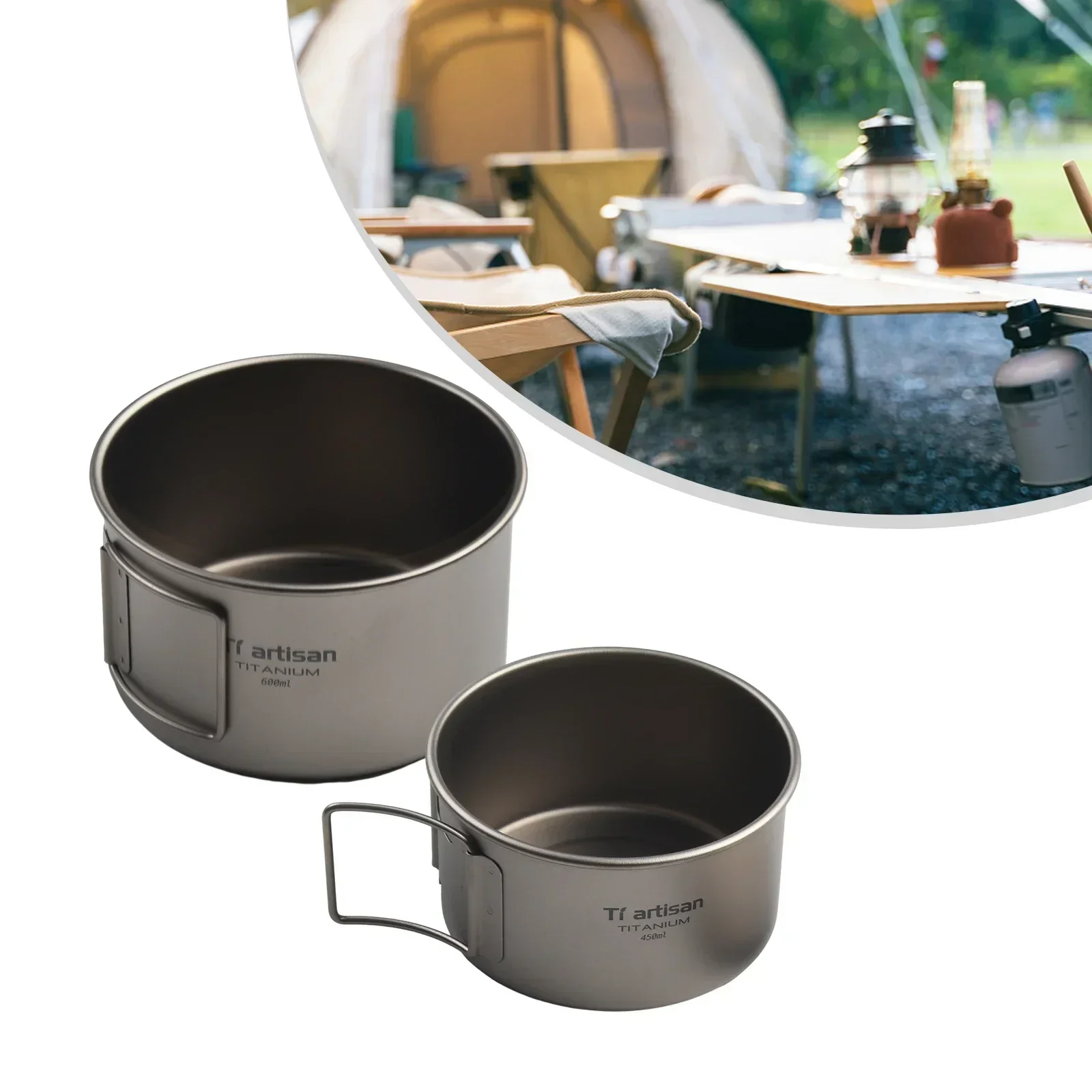 Titanium kom met inklapbaar ha - Camping Cooking Set Stainless Steel recensie en prijs