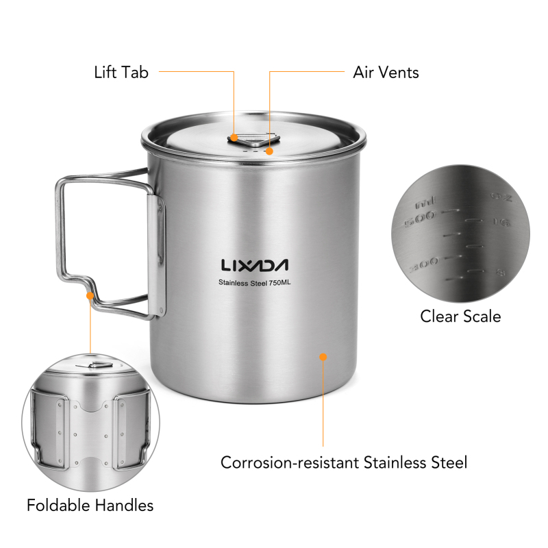 Lixada 750Ml Cup Outdoor Roest - Camping Cooking Handle recensie en prijs